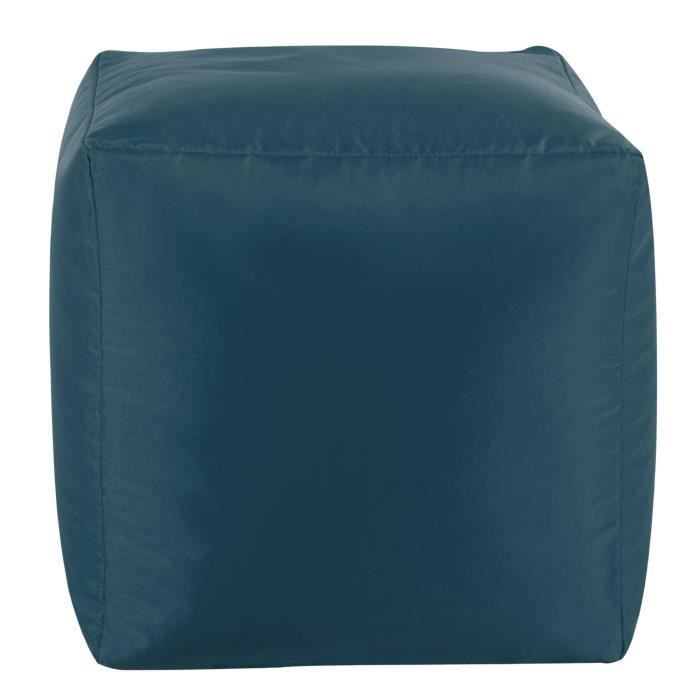pouf cube repose-pieds grand - veeva - 38cm x 38cm - textile tissé résistant à l'eau - vert