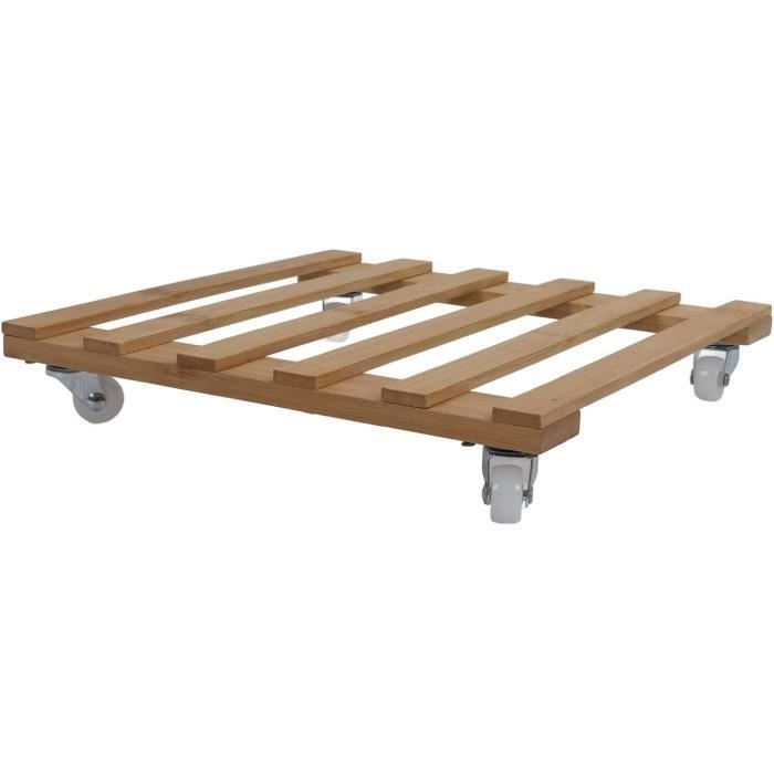 Support à Plantes Carré Avec Roulettes - En Bois, Roues Pivotantes Et Verrouillables, Capacité 220 Lb