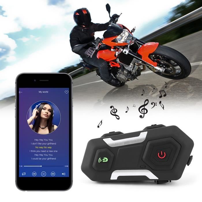 Dilwe Casque Bluetooth Intercom Moto Écouteur sans Fil Haut-Parleur 1200m FM Kit Main Libre Accessoires Moto