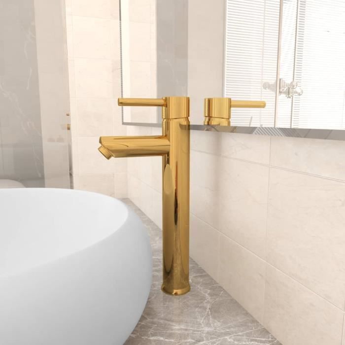 Mitigeur lavabo salle de bain Lana doré brossé