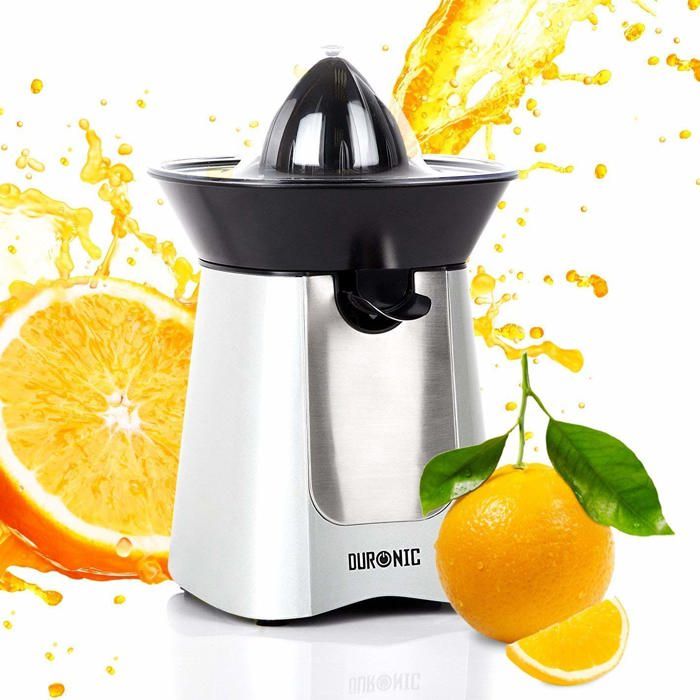 Duronic JE6 /SR Presse-agrumes en Inox de 60 Watts avec bec verseur antigouttes