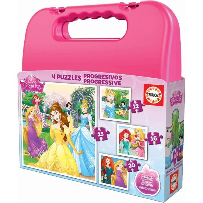 Puzzles Progressifs Disney Princess - EDUCA - Malette (12-16-20-25