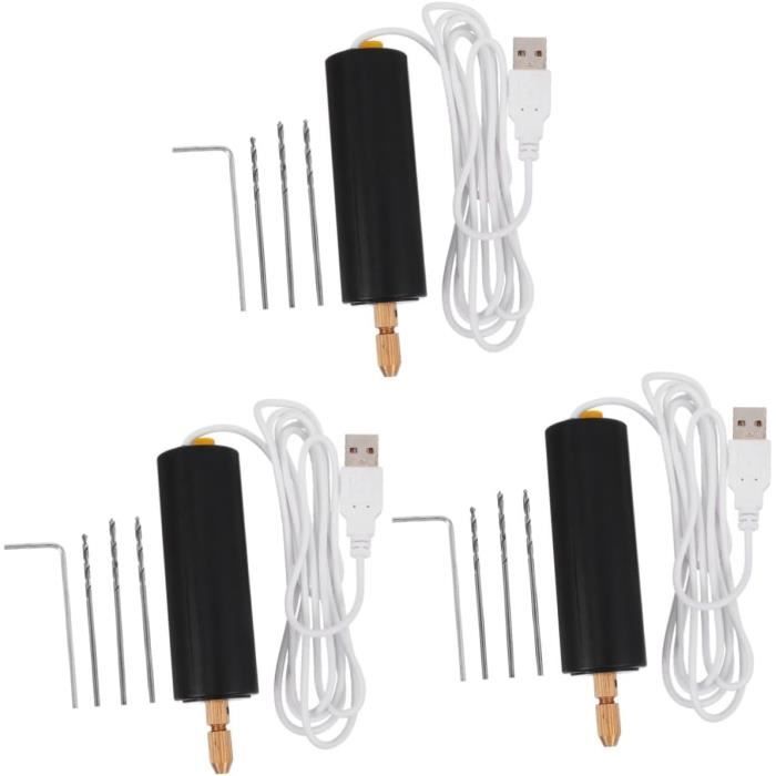Mini perceuse électrique rechargeable à 3 vitesses, mini perceuse électrique avec 10 petits forets pour la fabrication de bijoux en résine, plastique