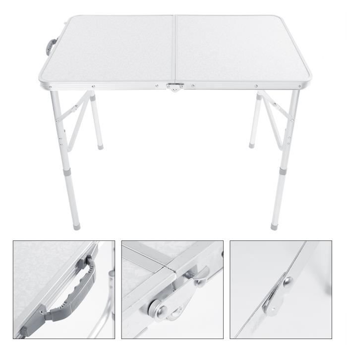 Table De Camping Pliante Relaxdays - Blanche, 71x78x49 Cm, Plastique Et Acier, Résistante Aux Intempéries - 3