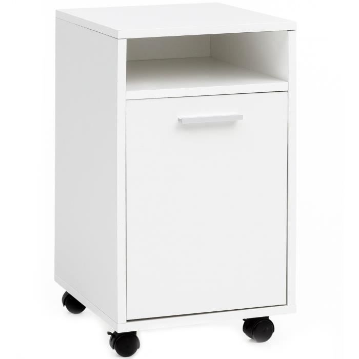 FineBuy Caisson à Roulettes 33x38x60 cm Bois Blanc avec Porte et Étagère FineBuy Caisson à Roulettes 33x38x60 cm Bois Blanc avec Porte et Étagère