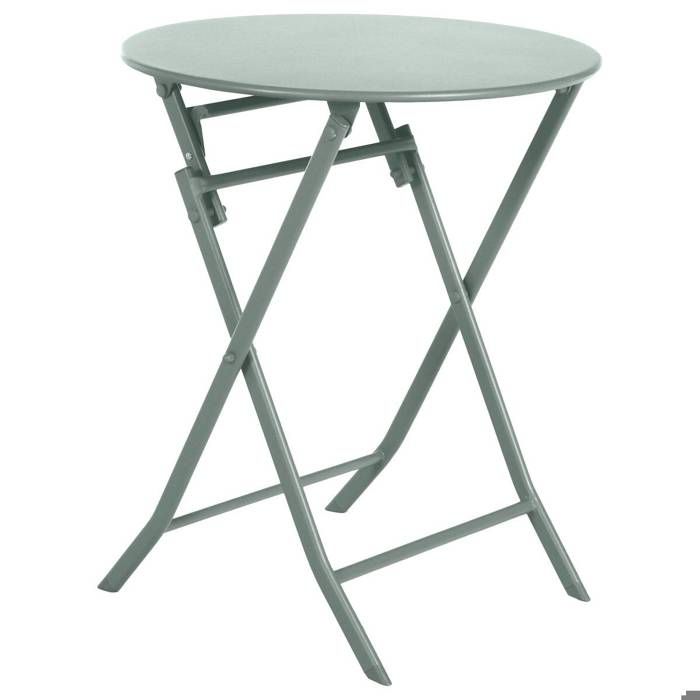 Table de jardin pliante ronde Greensboro vert olive 2 places en acier traité époxy - Hespéride