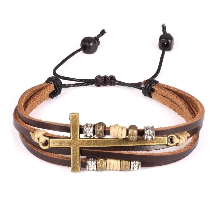 Bracelet homme en cuir perle de tahiti et pierres, le must