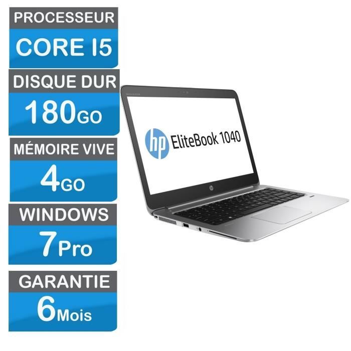 PC Portable HP Folio 1040 G1 /180 Go SSD / 4Go ram /Core i5-4310U 2.60Ghz / Win10 / Office 2007 / WebCam / Clavier rétro éclairé - Hewlett packard