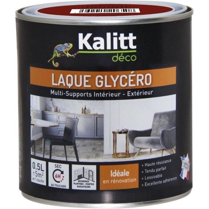 KALITT DECO Peinture-laque glycéro brillant - 0,5 L - Rouge basque - Achat  / Vente peinture - vernis Laque brillant 0,5 L Rouge - Cdiscount