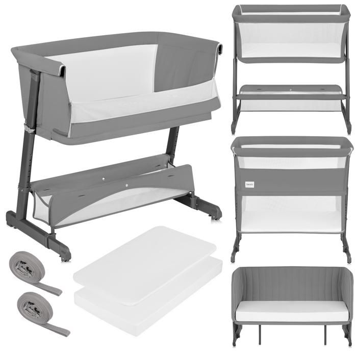 Lit cododo 5en1 LIONELO Thomi Plus - Lit bébé - Barceau - Parc bebe - Canapé-lit - Jusquà 100 kg - 2 matelas - Gris Lit cododo 5en1 LIONELO Thomi Plus - Lit bébé - Barceau - Parc bebe - Canapé-lit - Jusquà 100 kg - 2 matelas - Gris