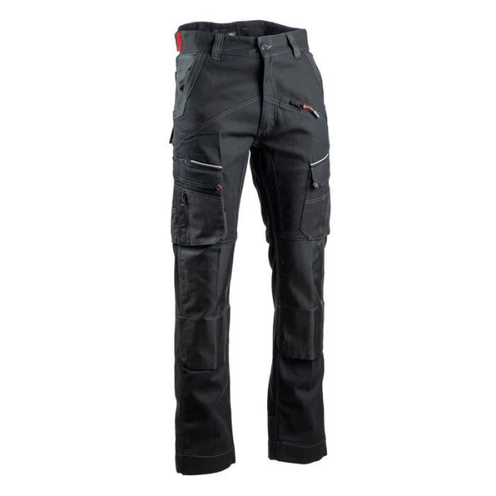 Pantalon de travail LMA Cortex noir avec renforts entrejambes et poches genouillères