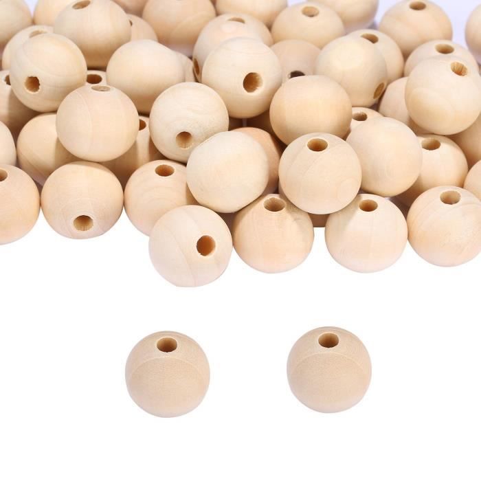 Lot de 100 PERLES en BOIS 8mm Blanc pour Bijoux attache tétine chapelets