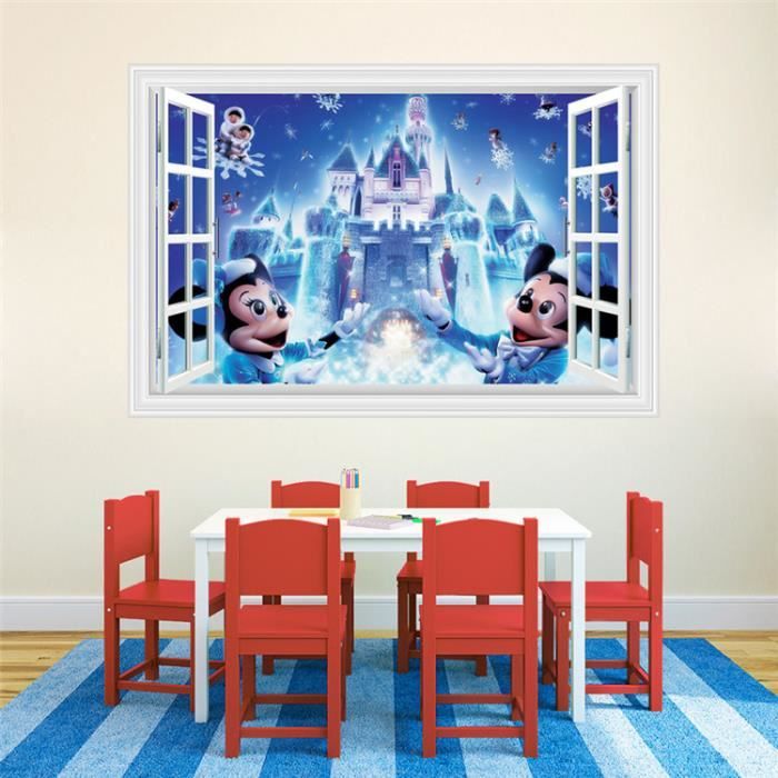 Stickers Muraux Enfant Chateau Mickey Et Minnie Cdiscount Maison