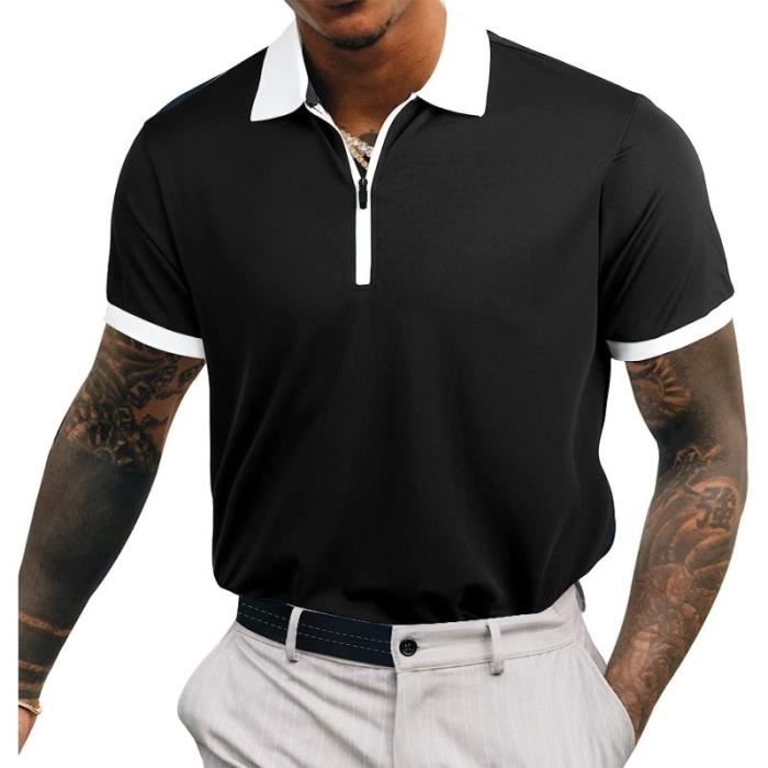 Polo Homme Golf Manche Courte Tennis T-Shirt Séchage Rapide et  Respirabilité Sport Casual Polo T-Shirt Zippé Hauts Tops Noir - Cdiscount  Prêt-à-Porter