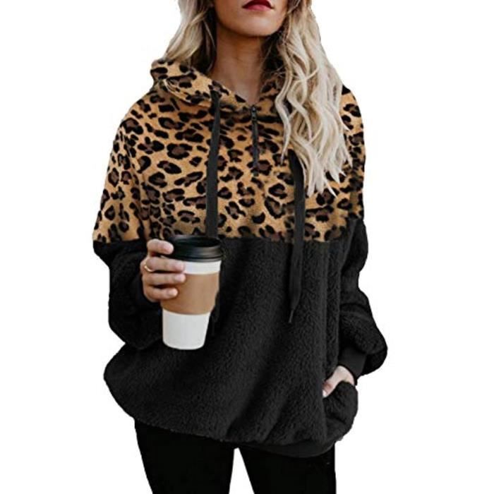 Sweat à Capuche Fille Imprimé Léopard - 100% Coton, Manches Longues, Avec Poches - Taille 7-14 Ans, Décontracté Et Confortable - 10