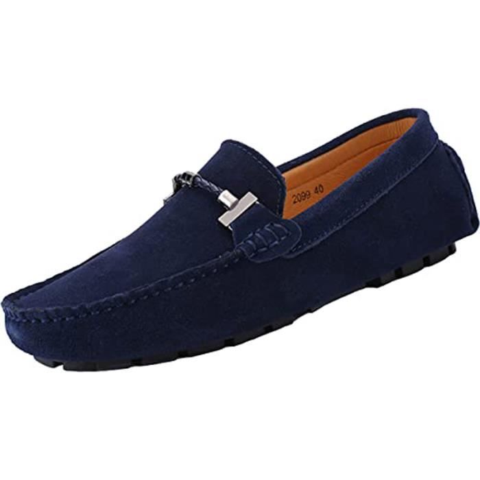 Jamron Mocassins Hommes Daim Véritable Penny Loafers - Chaussures Conduite Confortables Slippers Toute Saison