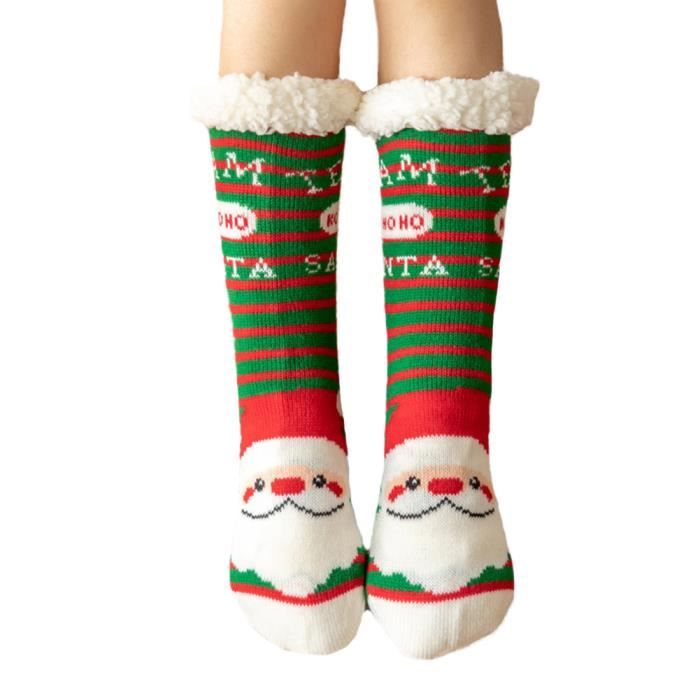 2 Paires De Chaussettes-Chaussons Chauds Femme Antidérapantes - Thème Noël - Taille 35-42