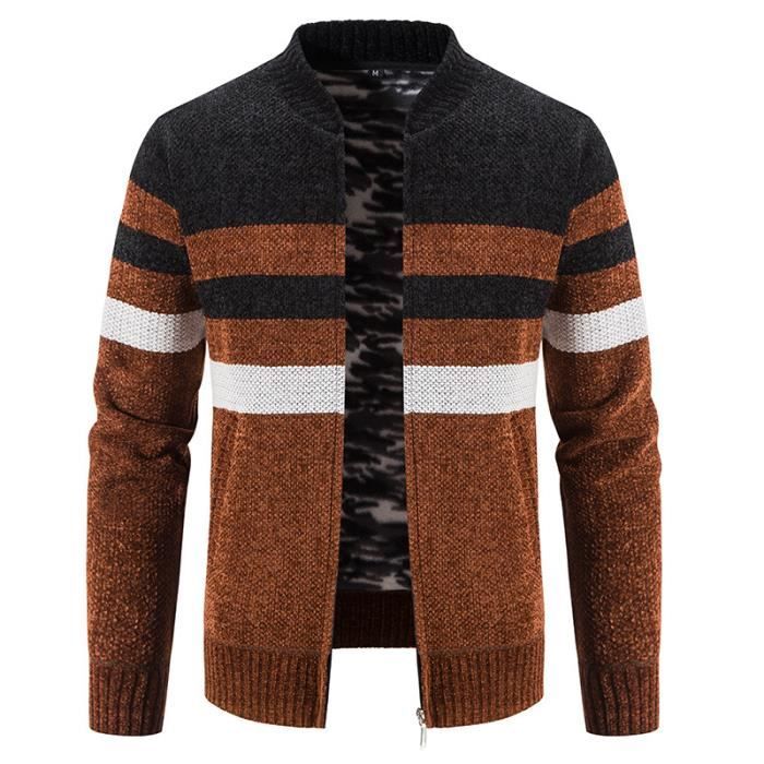 Pull Homme Col Rond Doublé Polaire | Chaud, épais, Décontracté | Tissu Mélangé Confortable, Pour Automne/hiver, Travail Ou Loisirs