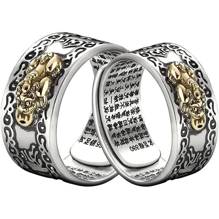 Lot de 2 bagues mantra Feng Shui Pixiu Mantra Bague de