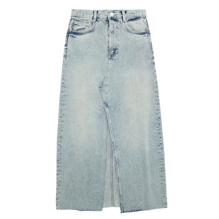 Jupe en jean longue taille haute sale