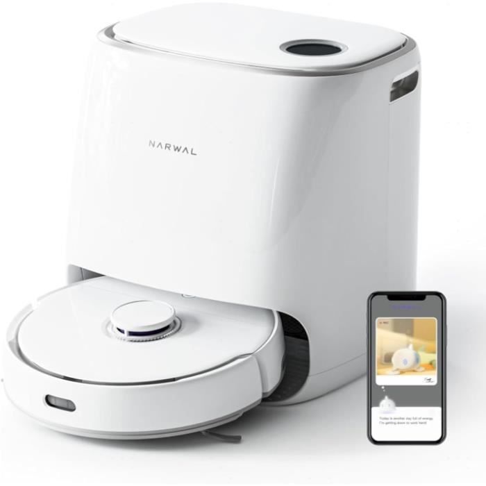 NARWAL Aspirateur Robot Laveur FreoLavage SéchageUltra Propre avec Technologie DirtSenseAjout Automatique de DétergentÉcran