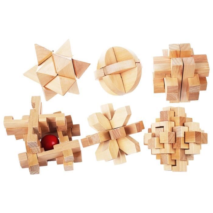 ensemble Chinois Traditionnel Jouet Luban Serrure Unique Magique 3D Puzzles En Bois Intellectuel Cube En Bois /Éducatifs Jouets Cadeaux 6 Pcs