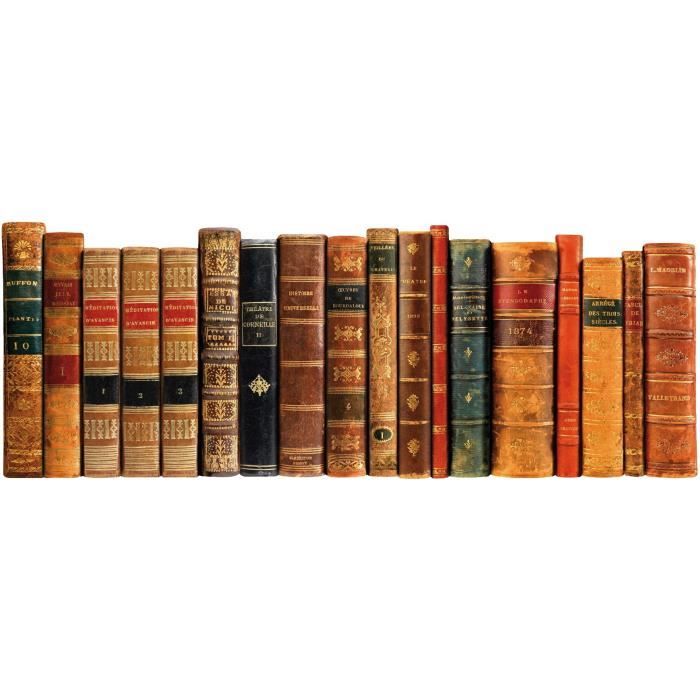 sticker tête de lit adhésive - livres anciens - plage - 63 x 160cm