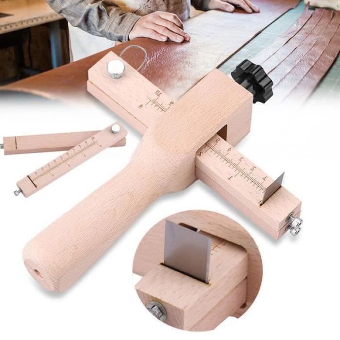 Outil De Coupe Pour Lanières En Cuir - Réglable De 0 à 10 Cm, En Bois, Avec 5 Lames De Rechange