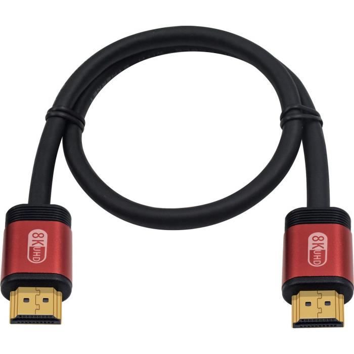 Câble HDMI 8K 2.1 Angle Gauche - 48 Gbit/s - Pour Atomos Ninja V, Sony A7S III, Canon C70 - Longueur 1 M