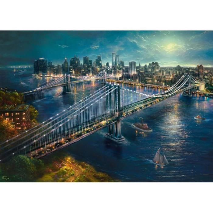 Puzzle 2000 pièces : Clair de lune à Manhattan Thomas Kinkade