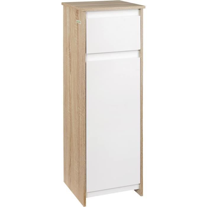 Armoire Salle De Bain Blanche Avec étagères Réglables - Meuble Rangement 60x30x80 Cm - Design Moderne, Portes à Panneaux, Pieds Réglables - 8
