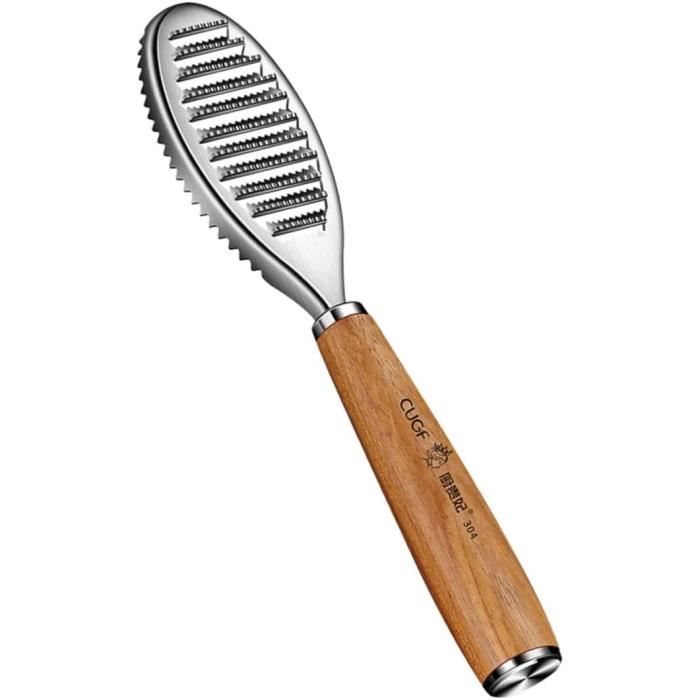Écailleur à Poisson Japonais En Laiton – 21.6 Cm, Poignée Bois, Dents En Acier, Facile à Utiliser