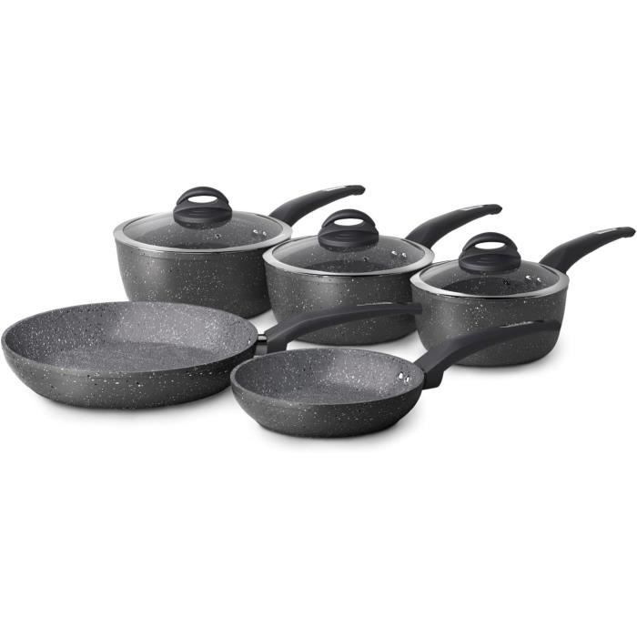 Set De 3 Casseroles TOWER Cerasure - 16, 18 Et 20cm, Revêtement Céramique Anti-adhésif Graphite, Compatibles Induction