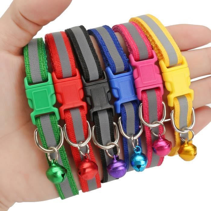 Comparer les prix de 12x Nylon mignon collier pour chien Pet Collier pour chat avec Bell Collier Boucle couleur aléatoire