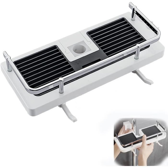 Porte-Savon Douche Sans Perçage 2 Niveaux – Étagère Douche Inox Rotative Pour Barre 18-27 Mm – Support Shampoing Et Gel