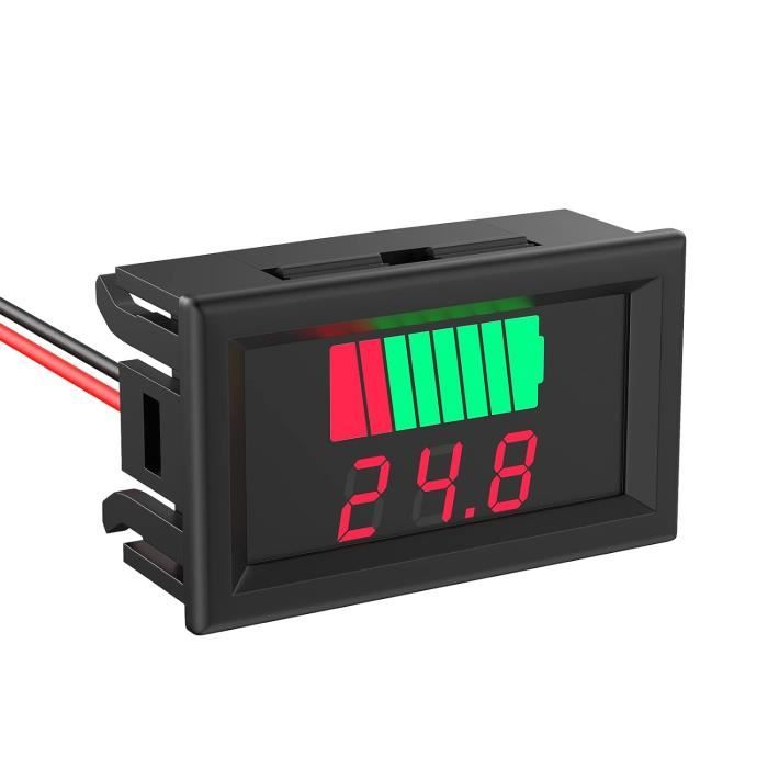 EPLZON Lot De 2 Moniteur Capacité Batterie DC 12V-72V Avec Alarme - Vert