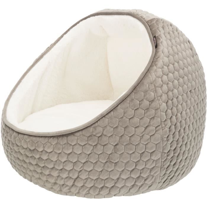 TRIXIE Abri douillet Livia - ø 55 × 45 cm - Taupe et crème - Pour chat TRIXIE Abri douillet Livia - ø 55 × 45 cm - Taupe et crème - Pour chat