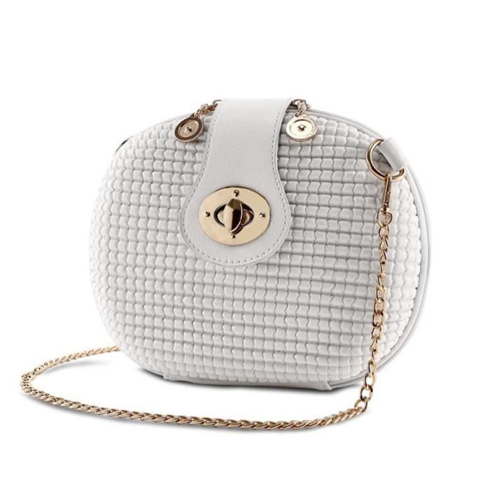 Femme petit sac rond sur ?�paule cuir PU Blanc - Cdiscount Bagagerie - Maroquinerie