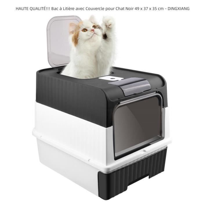 Meilleurs prix pour Bac à Litière pour Chat - DINGXIANG - Noir - 49 x 37 x 35 cm - Avec tiroir et spatule de litière