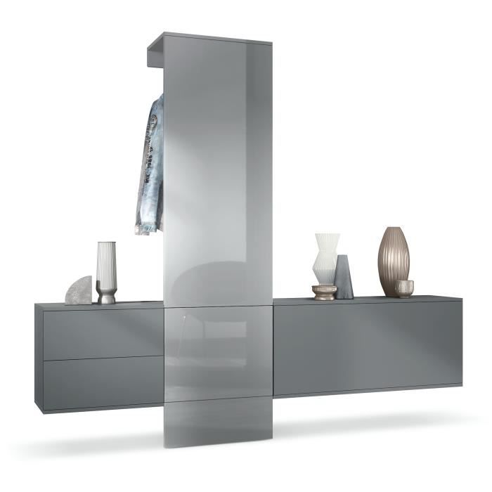 Vestiaire Garderobe Carlton Set 1 - VLADON - Gris - Moderne - Scandinave - 1 porte - 2 tiroirs Vestiaire Garderobe Carlton Set 1 - VLADON - Gris - Moderne - Scandinave - 1 porte - 2 tiroirs