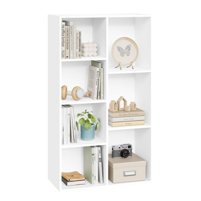Bibliothèque WOLTU - Meuble de rangement - Armoire avec 7 compartiments - Blanc