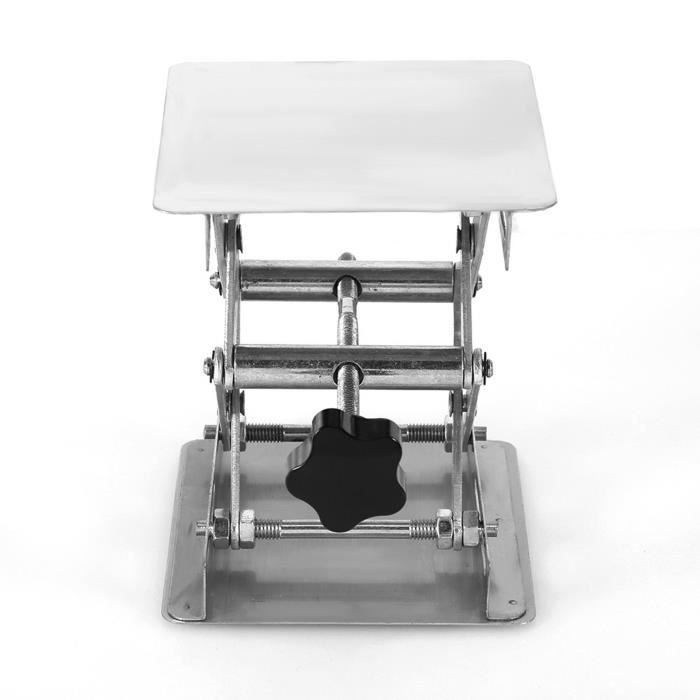 Table Élévatrice Lab Jack 100x100mm - Acier Inoxydable Hauteur Réglable 45-158mm