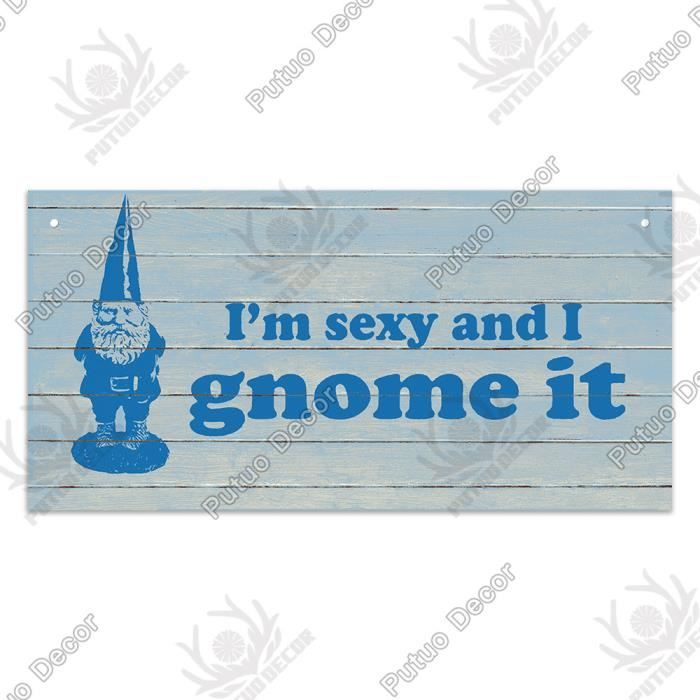 Putuo - Plaque Décorative En Bois,Gnome,pour Porte De Jardin,décoration Murale,cadeau - WP3387-3