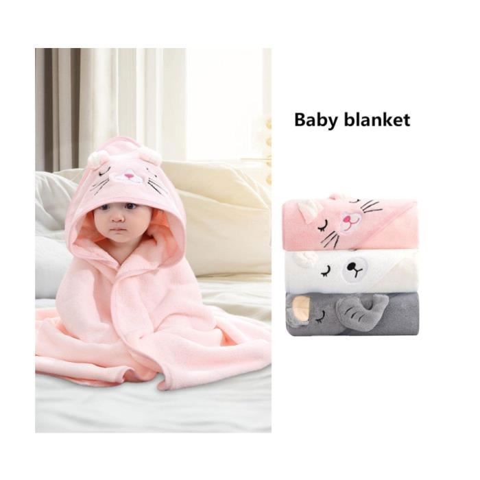 Grande Serviette Bébé à Capuche Éléphant Gris 105x105 Cm - Coton Doux Ultra Absorbant & Mignon