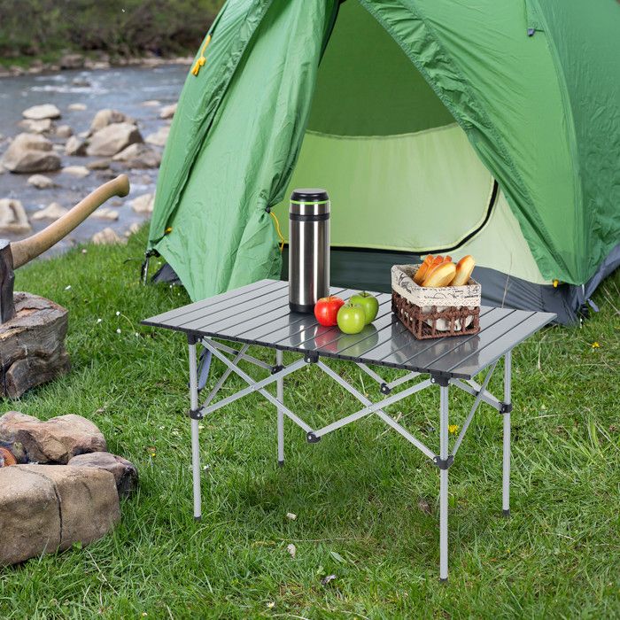 Petite Table Pliante Relaxdays Table De Camping, Pliable, En Aluminium Et MDF, Légère HlP 70 X 80 X 60 Cm, Argenté, 1 élément Table A Manger Pliante