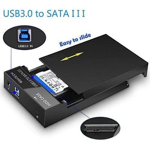 Boitier Disque Dur Externe USB 3.0 pour 2.5 3.5 SATA HDD SSD