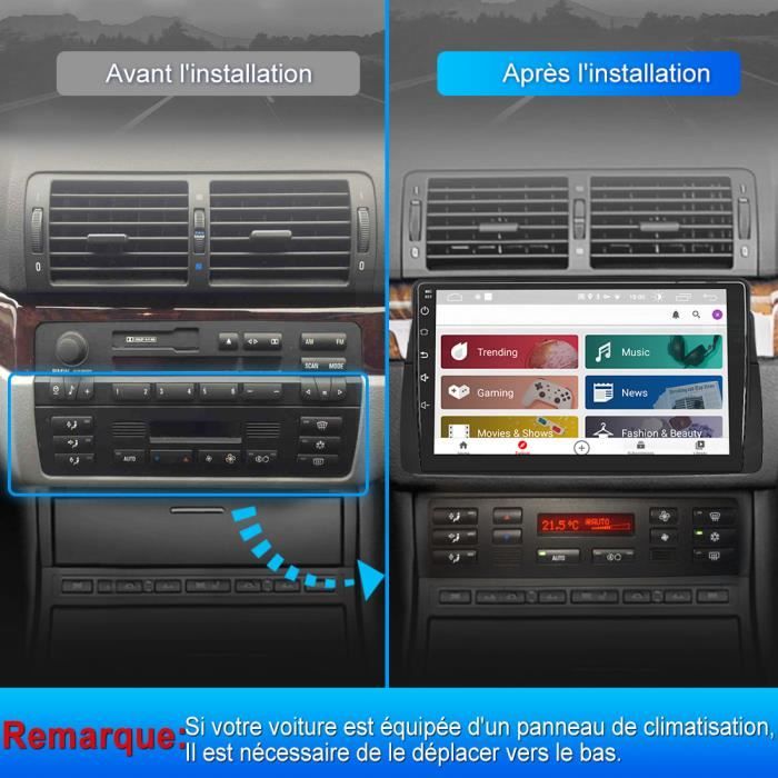 AWESAFE Autoradio Carplay pour BMW E46 Série 3 M3 Rover 75 MG ZT  (2Go+32Go)Android 12,avec Android Auto 9 pouces Écran GPS Bluetooth