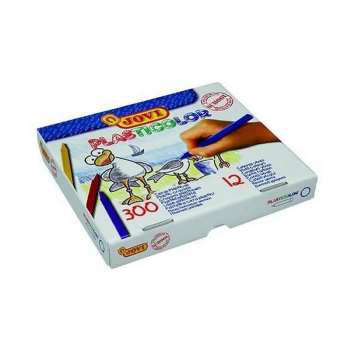 Crayons De Couleur Extra Épais Jovi - Pour Enfants Dès 12 Mois - 6 Couleurs Lavables - Taille-Crayon Inclus