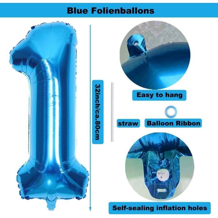 Ballon Géant Chiffre 1 En Or De 1 Mètre - Décoration Gonflable Pour Anniversaire 1 An, Fête Et Hélium - 13