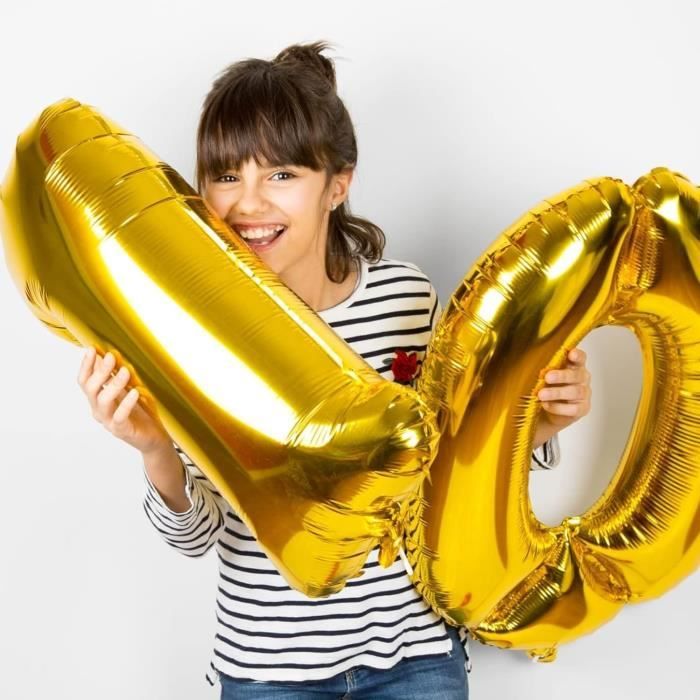 Ballon Géant Chiffre 1 En Or De 1 Mètre - Décoration Gonflable Pour Anniversaire 1 An, Fête Et Hélium - 11
